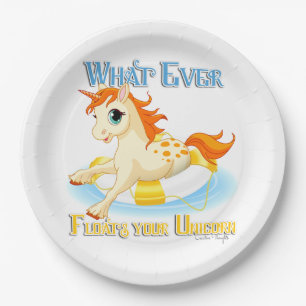 Was auch immer Ihr Einhorn schwimmt Pappteller