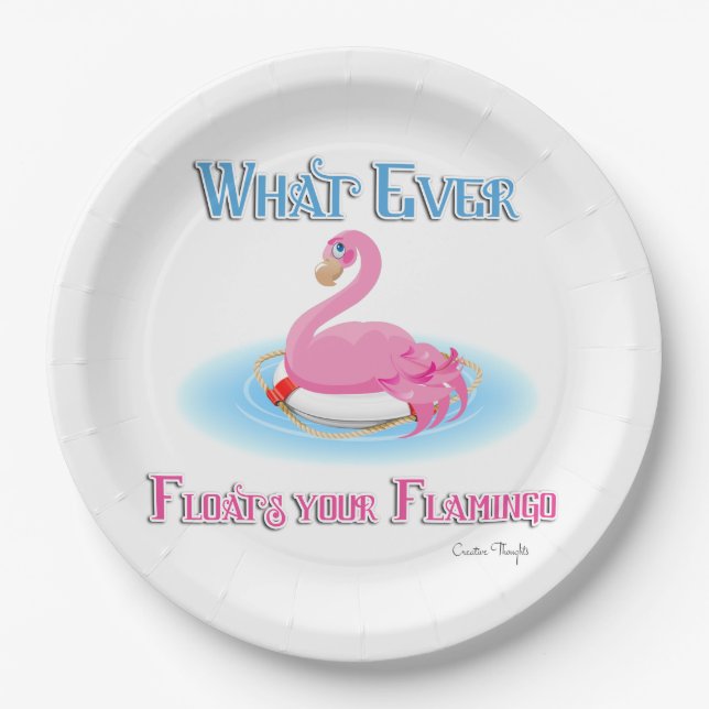 Was auch immer Ihr Flamingo 2 schwimmt Pappteller (Vorderseite)