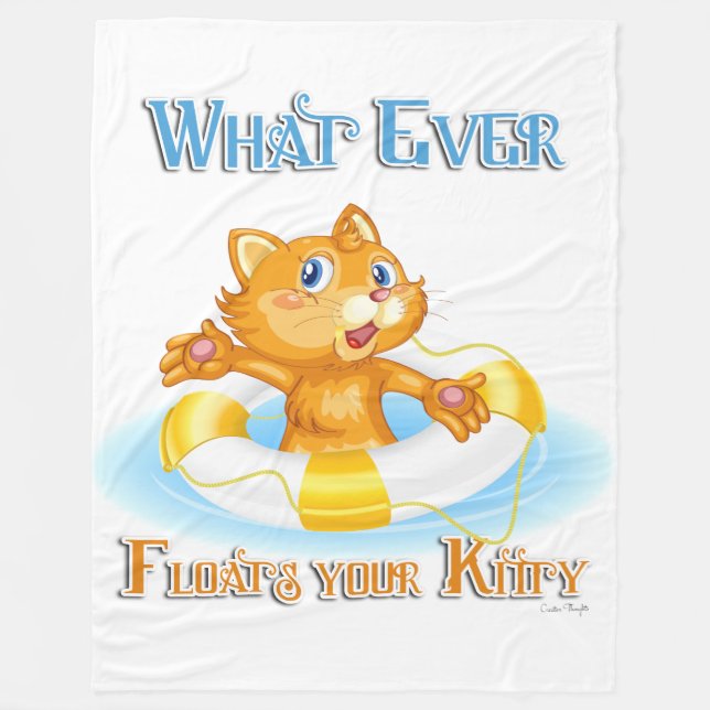Was auch immer Ihr Kitty schwimmt Fleecedecke (Vorderseite)