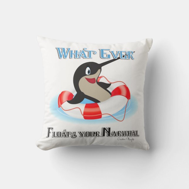 Was auch immer Ihr Narwhal Meme schweben lässt Kissen (Vorderseite)