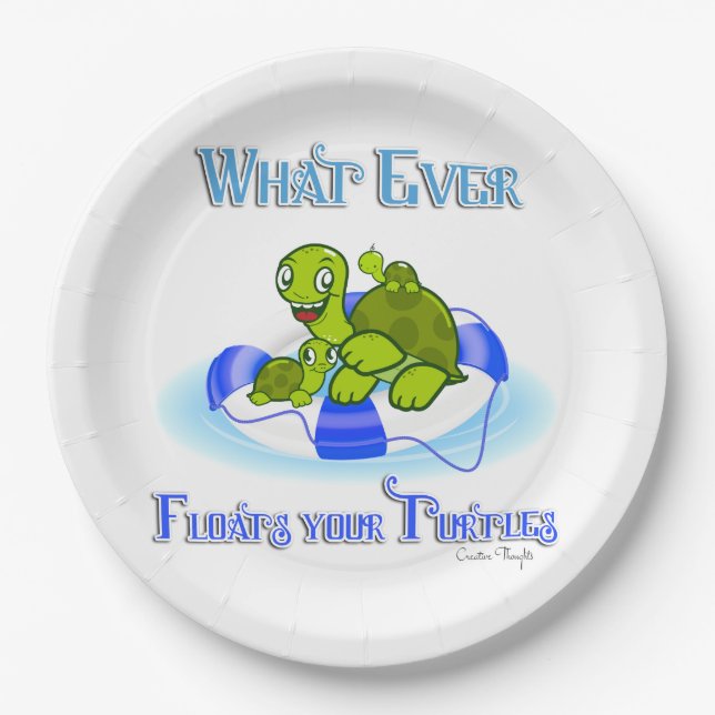 Was auch immer Ihre Schildkröten schwimmt 3 Pappteller (Vorderseite)