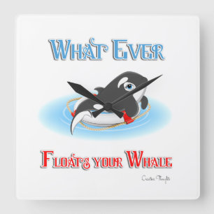 Was auch immer Ihren Wal schwimmt Quadratische Wanduhr