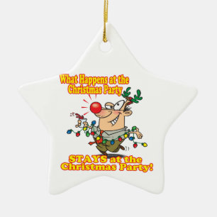 was auf der Weihnachtsfeier passiert, bleibt Keramikornament