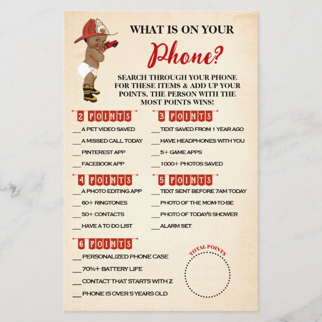 Was auf Ihrem Handy OM Fireman Shower Game Card Flyer (Vorne)