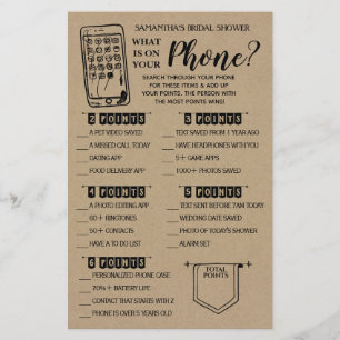 Was auf Ihrem Handy Rustic Brautparty Game Flyer