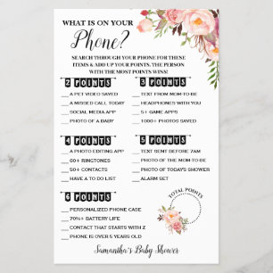 Was auf Ihrer Phone Pink Baby Shower Game Card Flyer