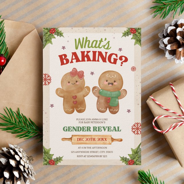Was backt Weihnachtsgeschlecht Enthüllung Lebkuche Einladung (What's baking)