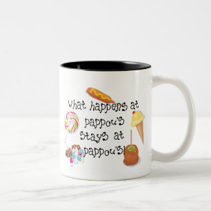 Was bei Pappous geschieht, BLEIBE bei Pappous Zweifarbige Tasse