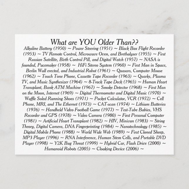 Was bist du älter als postkarte (Vorderseite)