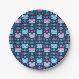 Was Cool ist, Kitty Cat in Lila und blau Pappteller