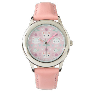 Was Cool ist, Kitty Cat in Pink und Minze Armbanduhr