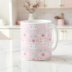 Was Cool ist, Kitty Cat in Pink und Minze Kaffeetasse