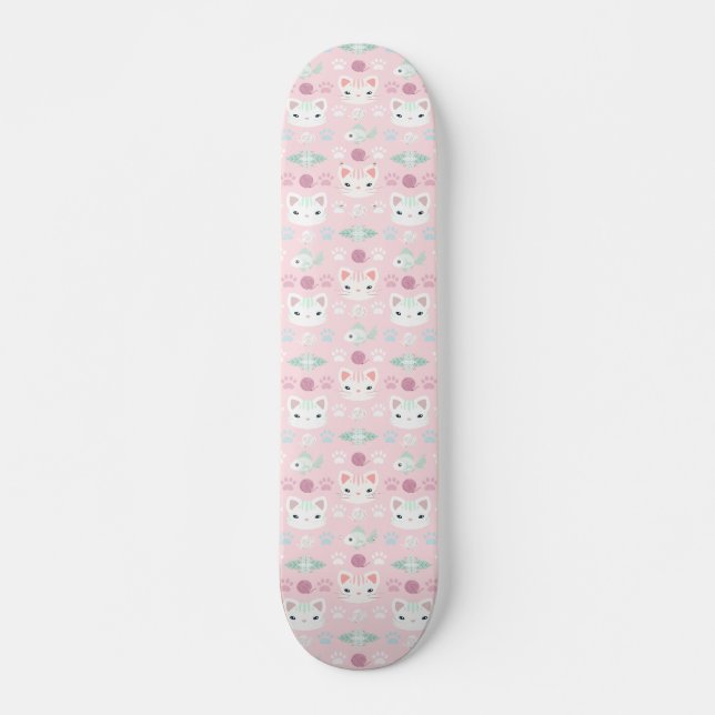 Was Cool ist, Kitty Cat in Pink und Minze Skateboard (Vorne)