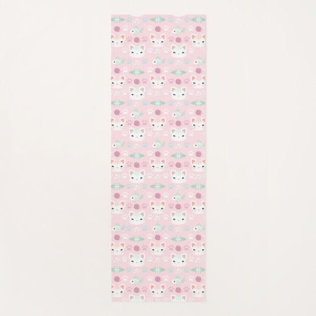 Was Cool ist, Kitty Cat in Pink und Minze Yogamatte (Vorderseite)