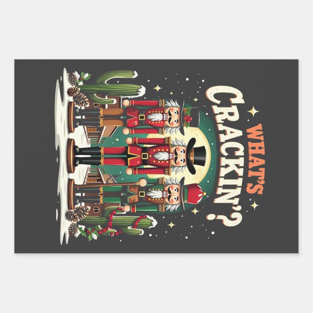 Was Cracking Nutcracker Cactus Christmas Funny ist Geschenkpapier Set (Vorderseite)