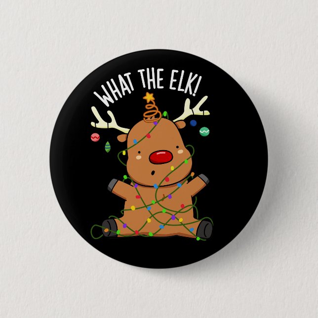 Was das Elch-Funny-Tier für dunkle BG Button (Vorderseite)