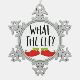 Was der Elf Funny Christmas Elf Weihnachtsmann Schneeflocken Zinn-Ornament