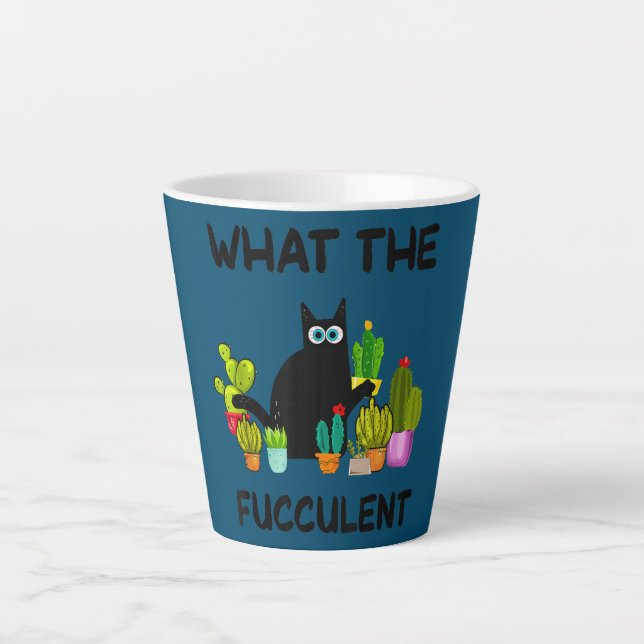 Was die kraftvolle Pflanze Frauen Funny Cactus Cat Milchtasse (Vorderseite)