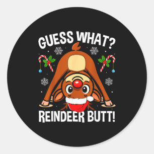 Was errät Rentierarsch Weihnachten Santa Lustiges  Runder Aufkleber