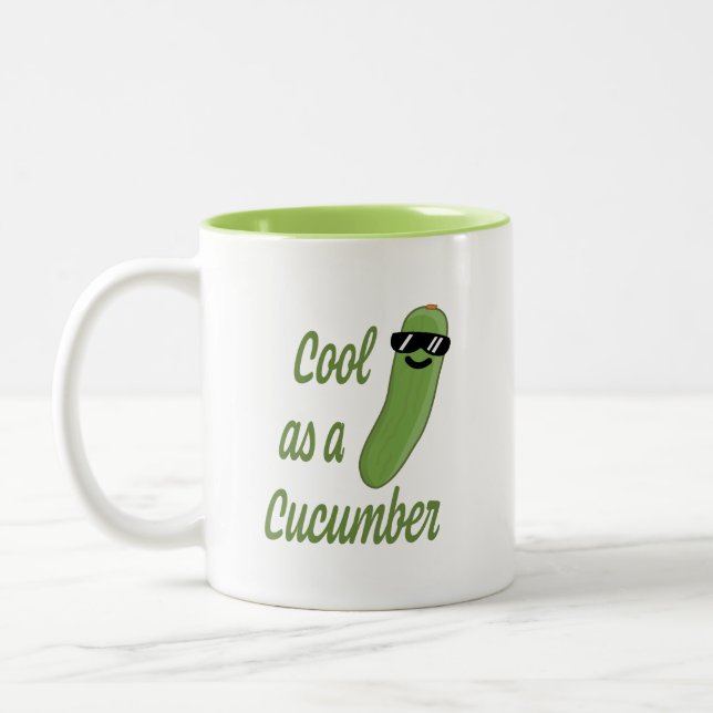Was Frisches für deine Nase! Niedlicher Gurken-Car Zweifarbige Tasse (Links)