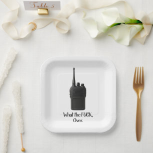 Was Fu*k über das lustige Walkie Talkie Icon Pappteller
