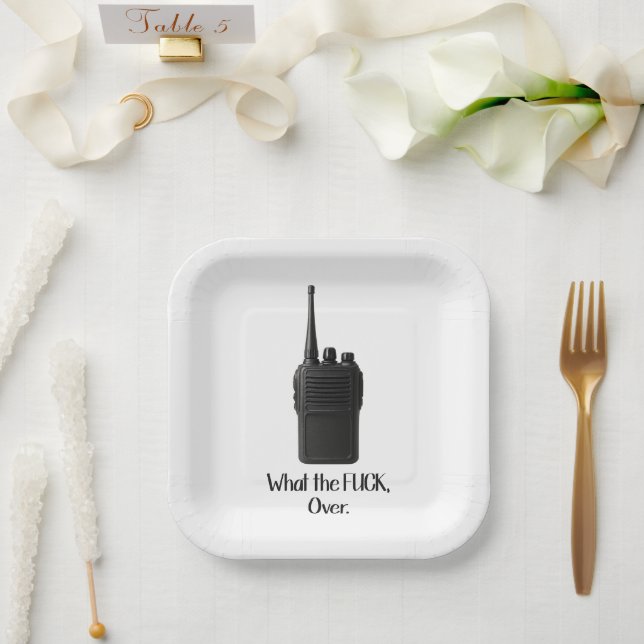 Was Fu*k über das lustige Walkie Talkie Icon Pappteller (Hochzeit)