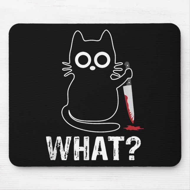Was_ - Funny Cat mit Knife Grafik Design Mousepad (Vorne)