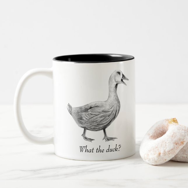 Was für ein Ente? Zweifarbige Tasse (Mit Donut)