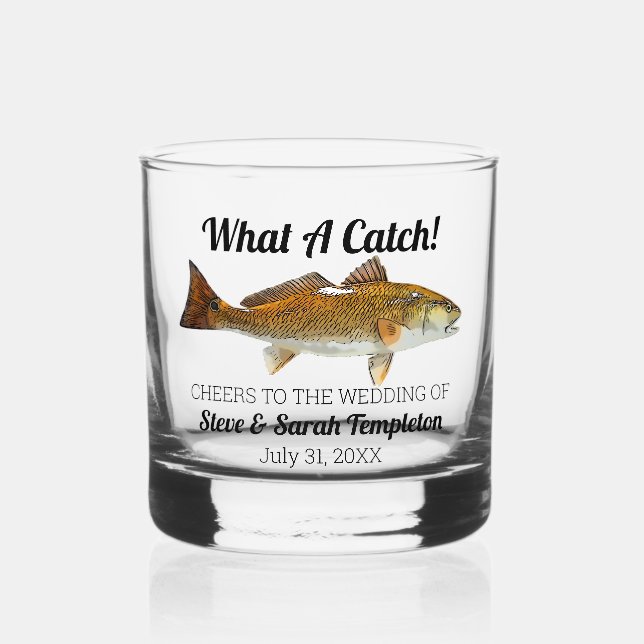 Was für ein Fang Rotbarsch Hochzeit Datum Bevorzug Whiskyglas (Vorderseite)