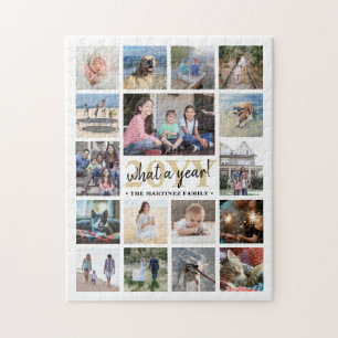 Was für ein Jahr Familien-Fotocollage Weiß & Gold 