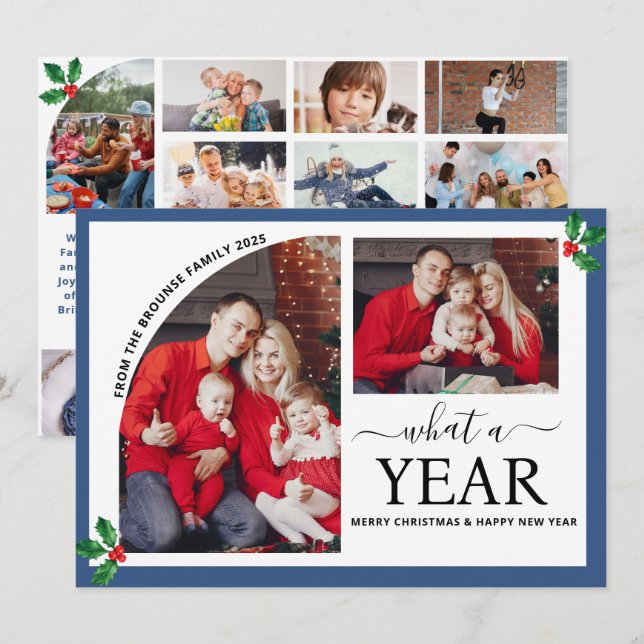 Was für ein Jahr Multi Foto Collage Weihnachten Ho Karte (Vorne/Hinten)