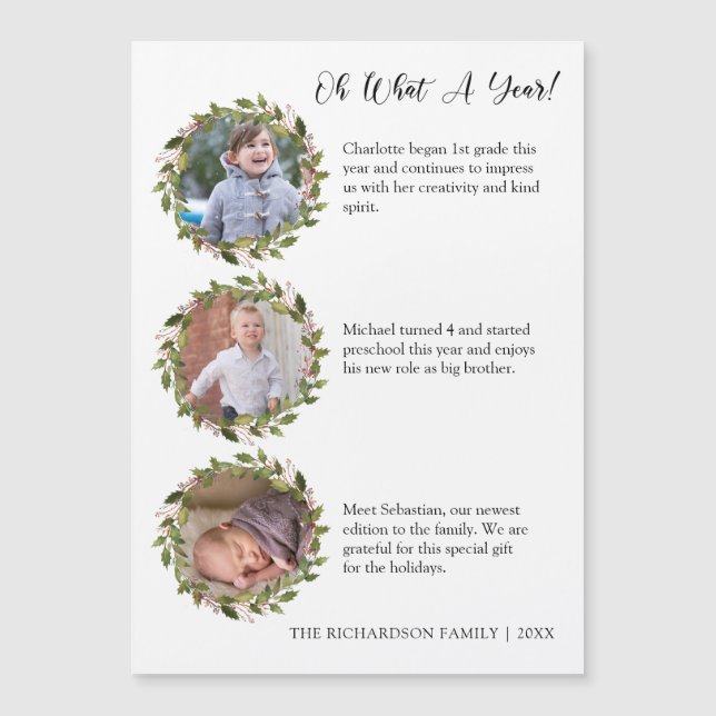 Was für ein Jahr Review Foto Collage Holiday Card Magnetkarte (Vorderseite)