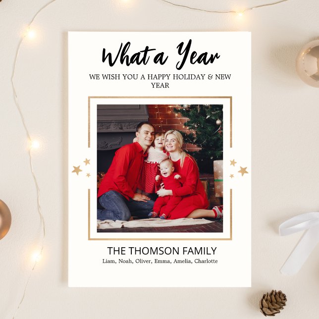 Was für ein Jahr, um Multi-Foto Moderne Weihnachte Karte (What a Year in Review Multi Photo Modern Christmas Card)