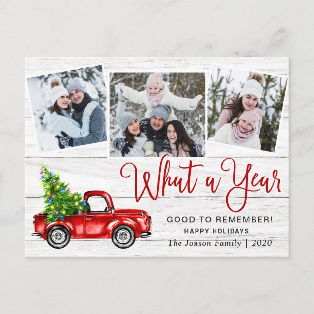 Was für ein Jahr Weihnachten Red Farm LKW 3 Foto Postkarte (Vorderseite)