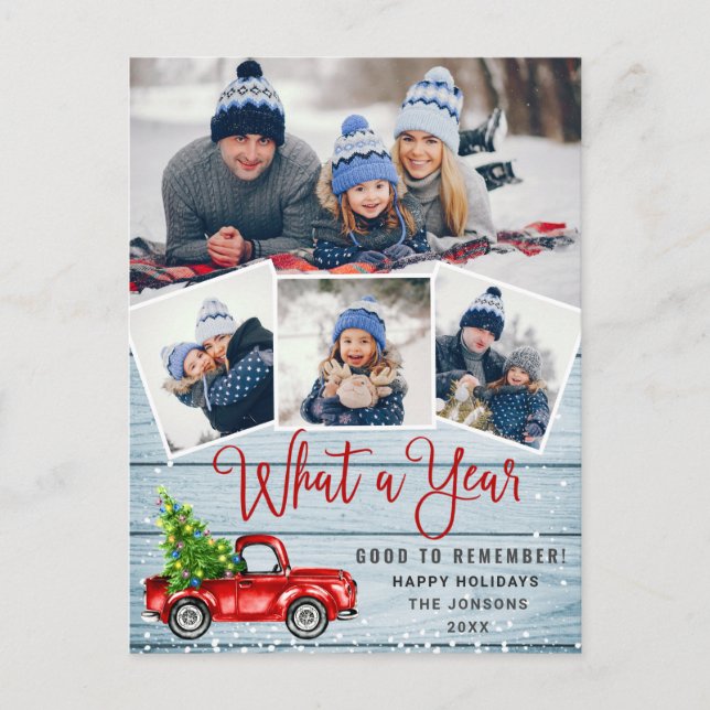 Was für ein Jahr Weihnachten Red Farm LKW 4 Foto Postkarte (Vorderseite)