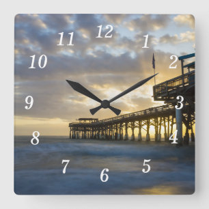 Was für ein Kakaostrand morgens Quadratische Wanduhr
