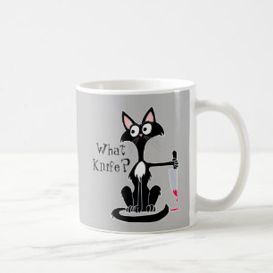 Was für ein Messer Funny Cartoons Cat rotes bluti Kaffeetasse