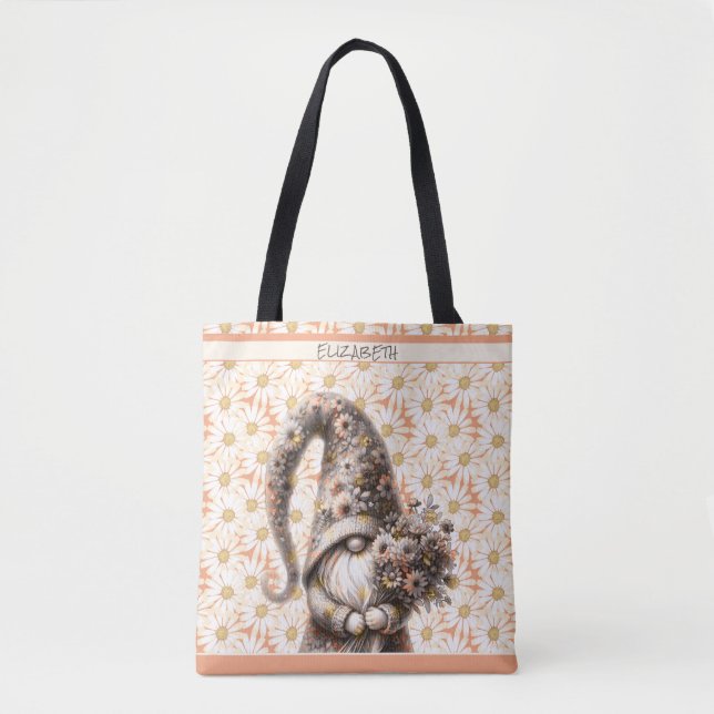 Was für ein Peach Fuzz Gnome mit Blume Bouquet Tasche (Vorderseite)