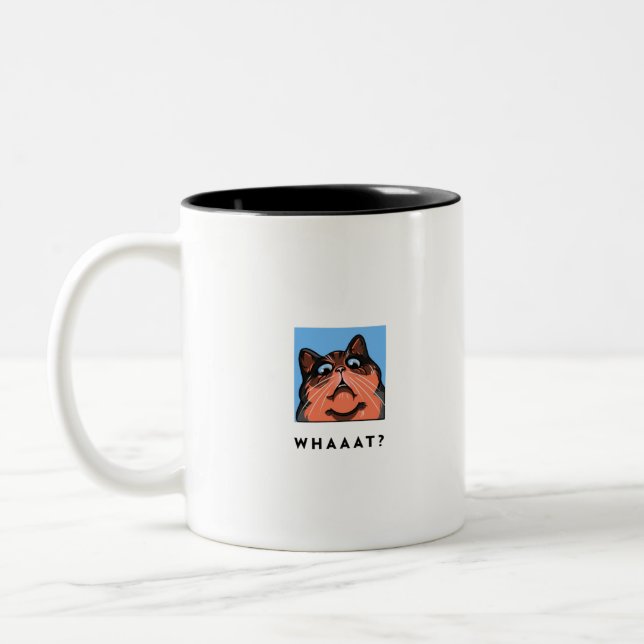 Was für ein schockiertes katzengrafisches Design? Zweifarbige Tasse (Links)