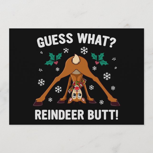 Was für ein Weihnachtswitz über das Rentierhintern Einladung (Vorderseite)