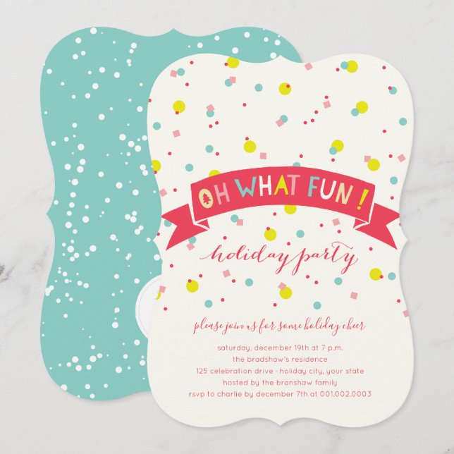Was für eine lustige farbenfrohe Confetti-Feier Einladung (Vorne/Hinten)