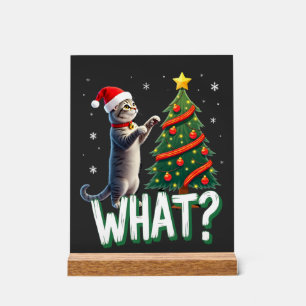 Was für eine lustige Katze schiebt den Weihnachtsb Acrylschild