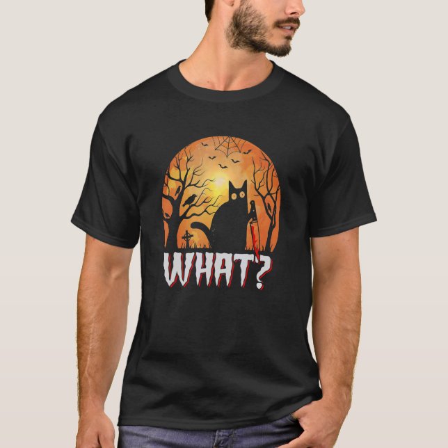 Was für eine schwarze Katze mit Messer in Classic T-Shirt (Vorderseite)