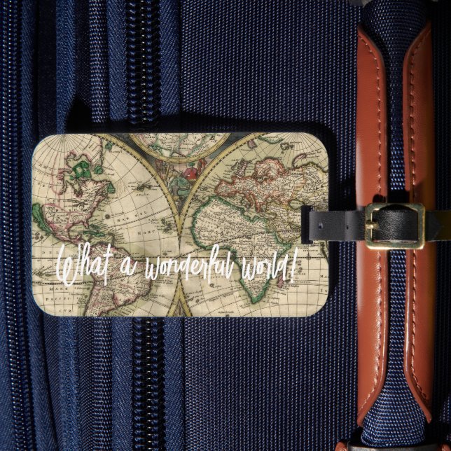 Was für eine wunderbare Welt! Vintage Weltkarte Gepäckanhänger (Vorderseite Insitu 4)