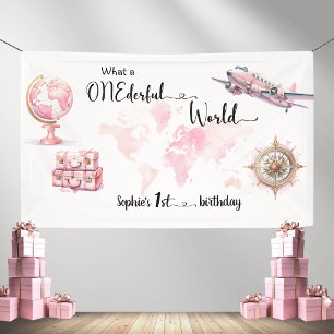 Was für eine WUNDERvolle Welt Pinker 1. Geburtstag Banner