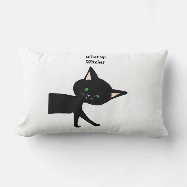 Was für Hexen! Funny Black Cat mit grünen Augen Lendenkissen (Vorderseite)