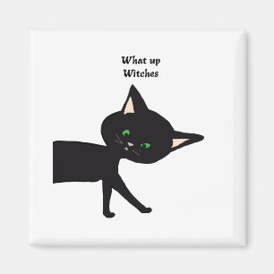 Was für Hexen! Funny Black Cat mit grünen Augen Magnet