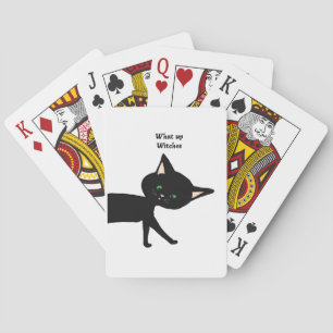 Was für Hexen! Funny Black Cat mit grünen Augen Spielkarten