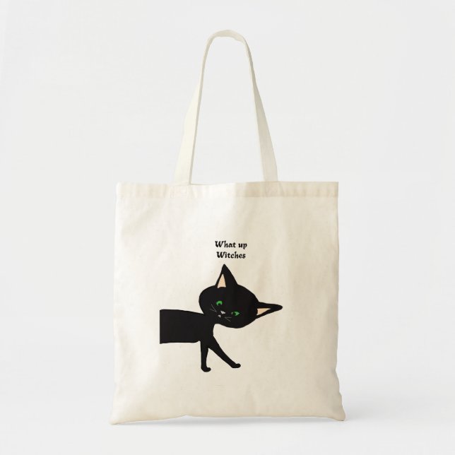 Was für Hexen! Funny Black Cat mit grünen Augen Tragetasche (Vorne)