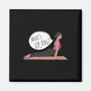 Was geht Hund Lustiges Yoga für trainierende Männe Magnet